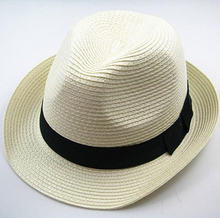 Load image into Gallery viewer, Beat-It Chic Style Solid Color Embellished Peaked Fedora Straw Hat