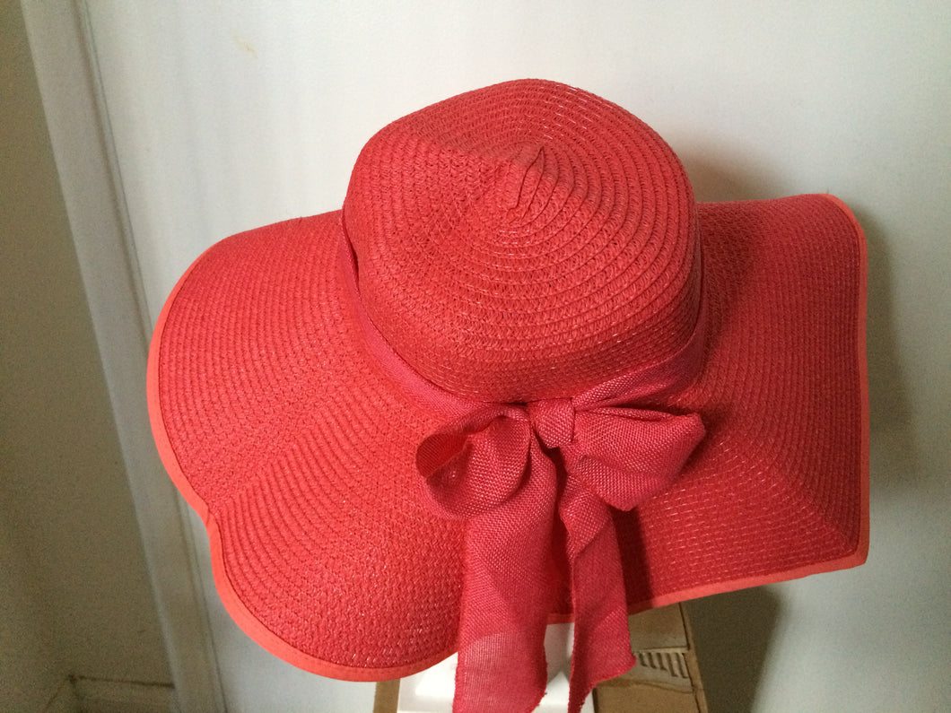 Stylish Bowknot Embellished Wide Brim Stripy Straw Hat