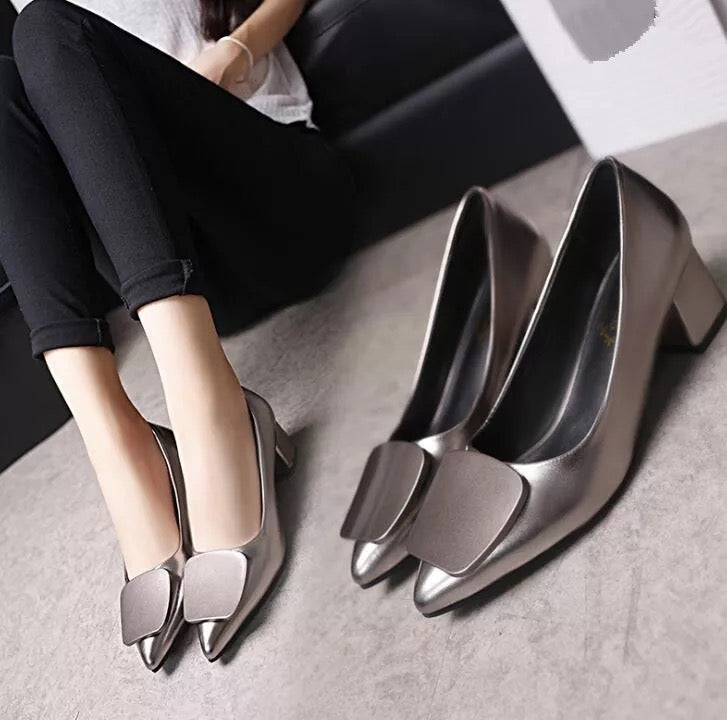 Gun silver color shoe