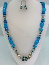 Load image into Gallery viewer, Two Tone Blue or Red Necklace set
