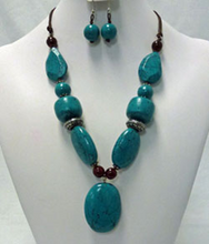 Load image into Gallery viewer, Marble Turquois Look Necklace and earring set
