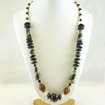 Natural horn and bone beaded necklace