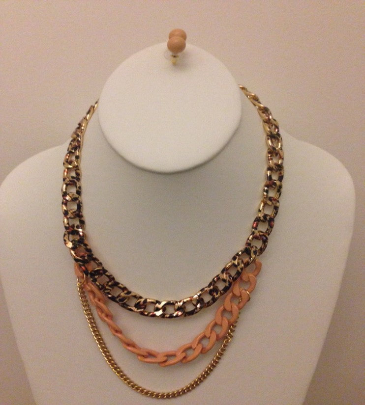 Tiger printed Chain Necklace & Earring set