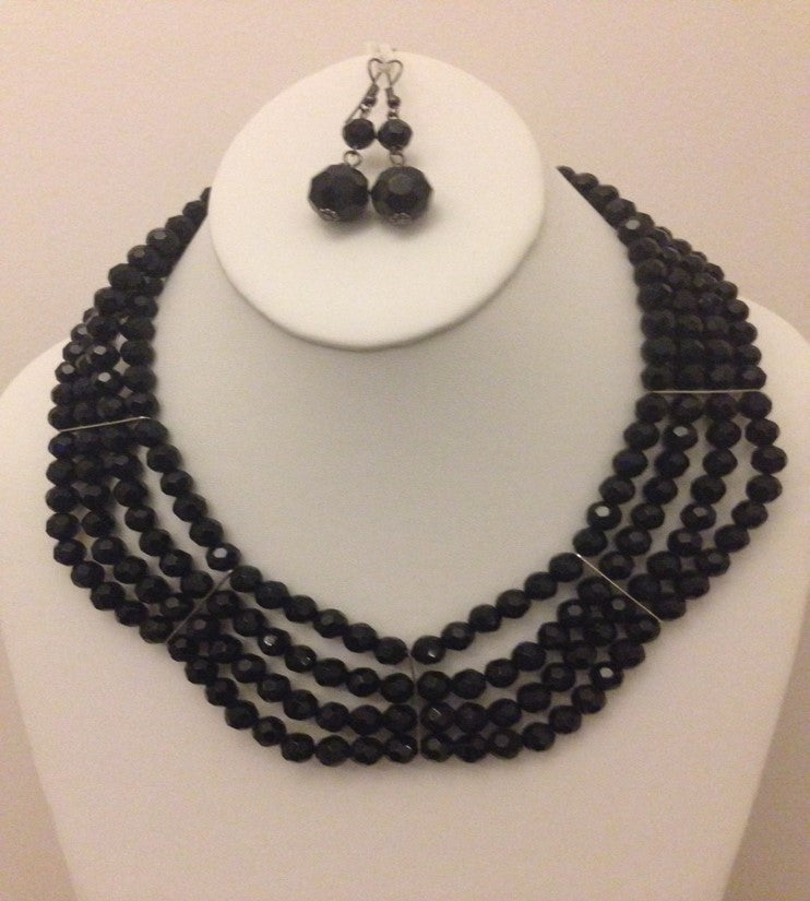 Black Beauty Necklace & Earring Set