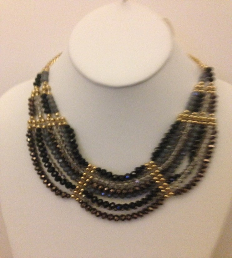 Gold and black breaded necklace