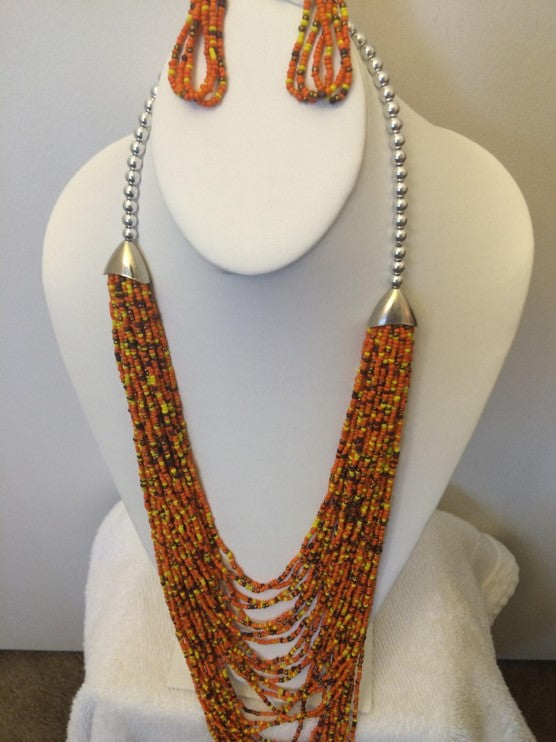 Colored Orange Beaded Necklace