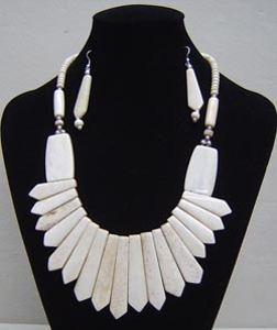 White Bone Necklace and Earring Set